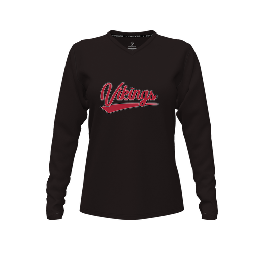 [FTLVCFBK-FYXS-LOGO2] Decker Comfort T-Shirt (Female Youth XS, Black, V Neck, Logo 2, Long Sleeve)