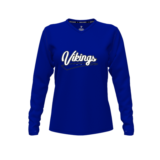 [FTLVCFRY-FYXS-LOGO1] Decker Comfort T-Shirt (Female Youth XS, Royal, V Neck, Logo 1, Long Sleeve)