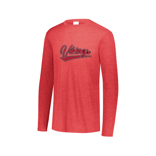 [FTLCUBRD-AXS-LOGO2] Decker Men's Tri-Blend T-Shirt - Long Sleeve (Adult XS, Red, Logo 2)